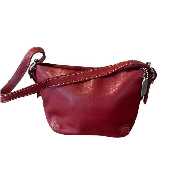 Coach Mini Bag Women's Red Leather Adjustable Strap Casual Bag with Hangtag - Picture 4 of 10